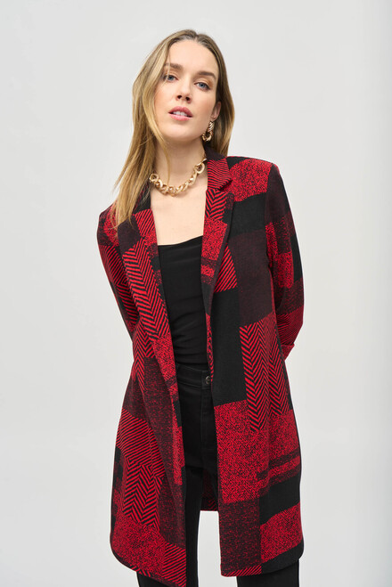 Business Notched-Collar Blazer Style 243309. Black/red