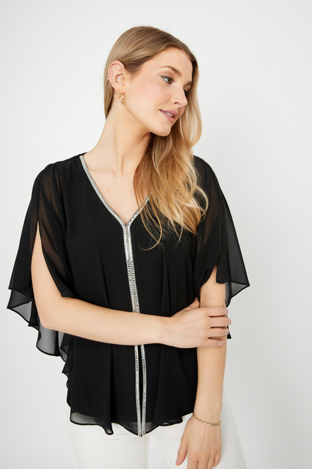 Sophisticated Ruffled Dolman Blouse Style 243707. Black