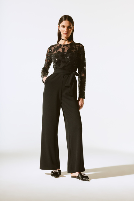 Sequined Brocade Jumpsuit Style 243763. Black