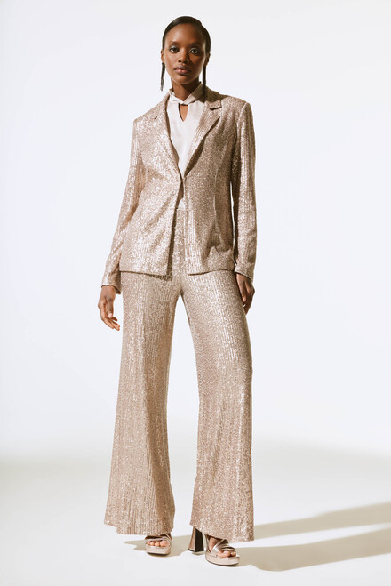 Sequined Notched-Collar Blazer Style 243772. Matte Gold. 5
