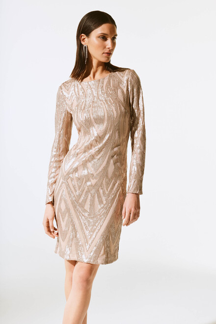 Sophisticated Sequined Party Dress Style 243774. Matte Gold. 2