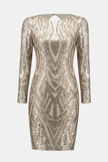 Sophisticated Sequined Party Dress Style 243774. Matte Gold. 6