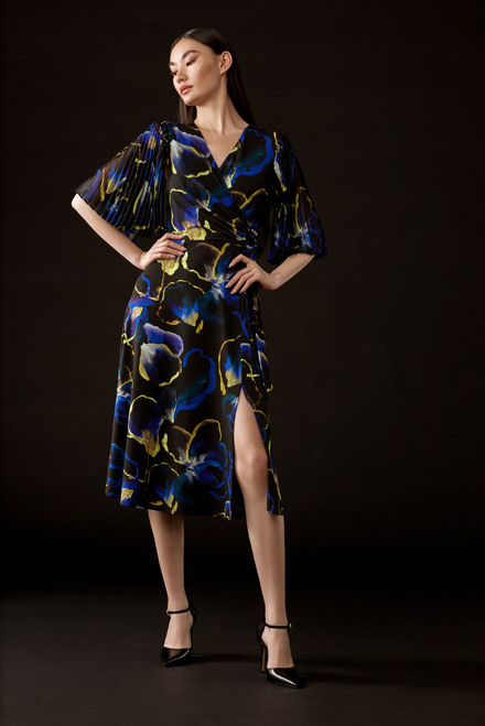 Abstract Pleated Wrap Dress Style 243776