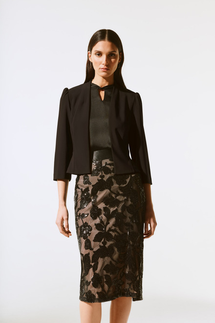 Silky Knit Jacket with Bow Detail Style 243799. Black