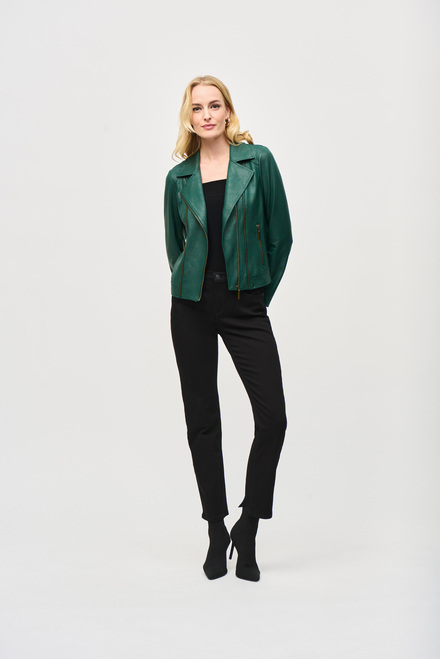 Foiled Knit Moto Jacket Style 243905. Absolute Green. 5