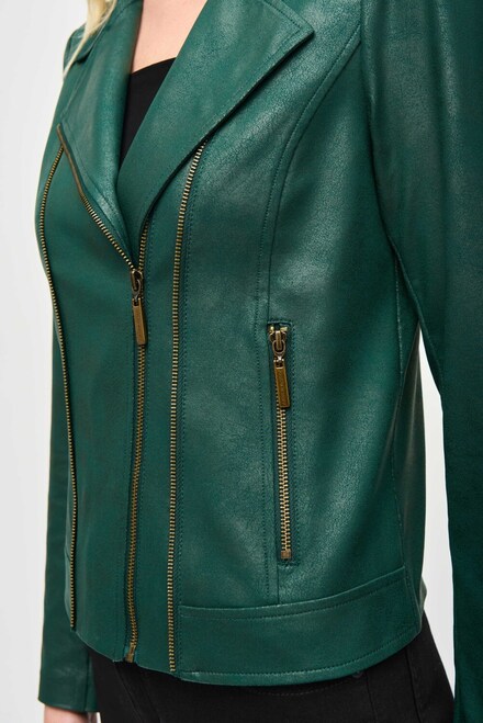 Foiled Knit Moto Jacket Style 243905. Absolute Green. 3