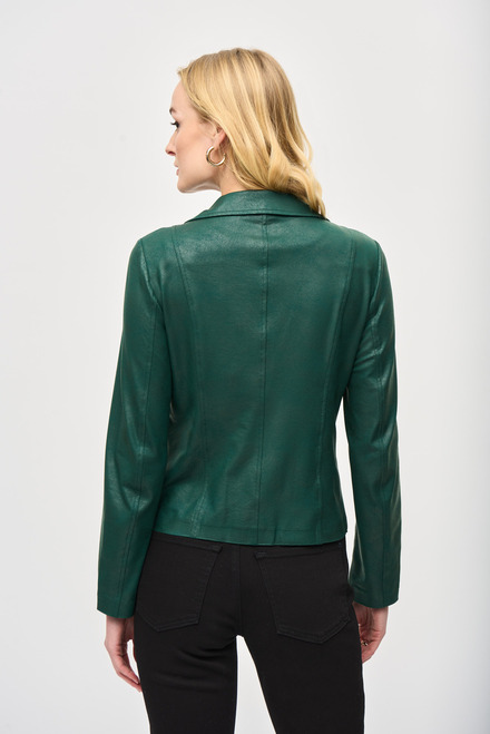 Foiled Knit Moto Jacket Style 243905. Absolute Green. 2