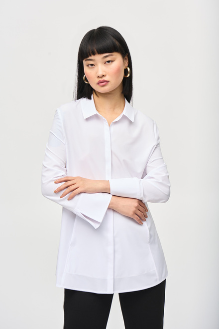 Woven Button-Down Blouse With Pockets Style 243958. Optic White