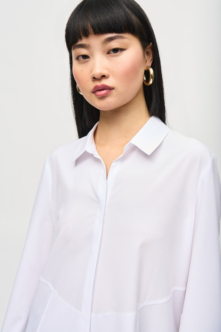 Woven Button-Down Blouse With Pockets Style 243958. Optic White. 3
