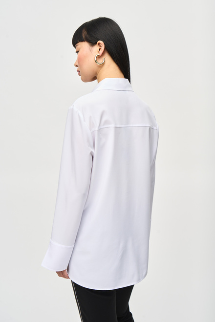 Woven Button-Down Blouse With Pockets Style 243958. Optic White. 2