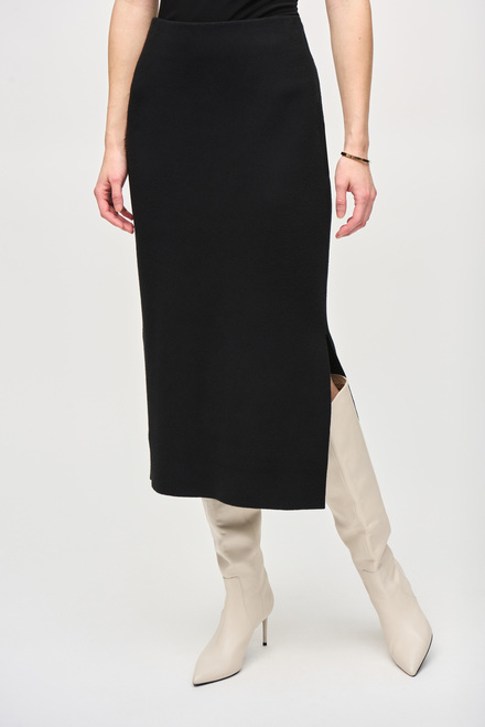 Minimalist High-Rise Midi Skirt Style 243967. Black