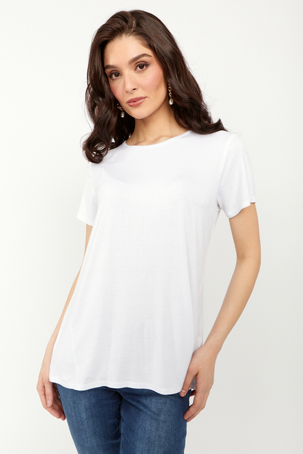 T-shirt col ras du cou d&eacute;contract&eacute; mod&egrave;le 81202. Blanc