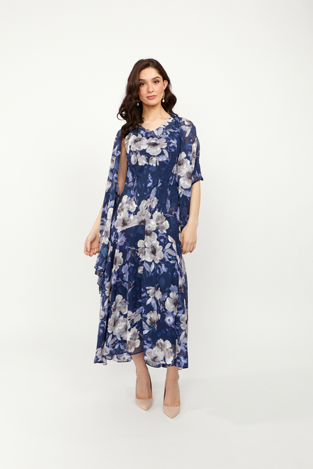 Cowl Neck Floral Formal Dress style 8175903. Navy Multi. 5