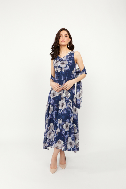 Cowl Neck Floral Formal Dress style 8175903. Navy multi
