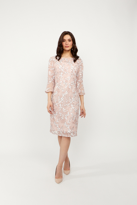 Quarter Sleeved Midi Laced Dress style 81171268. Shell Pink. 3