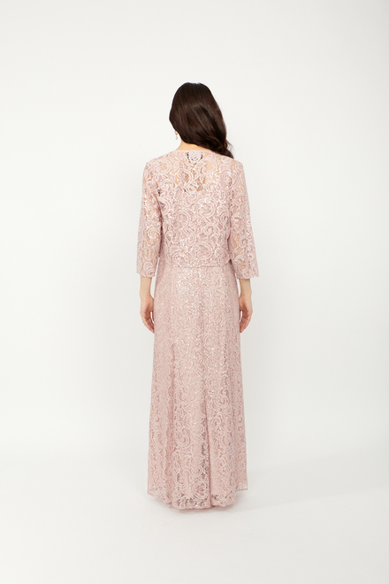 Embroidered Lace A-line Dress style 1122012. Shell Pink. 4