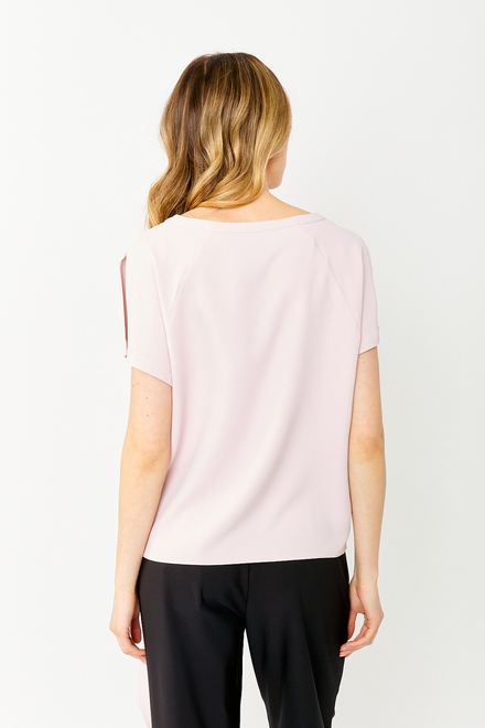Short Sleeve Tie Front Top Style 181224. Blush. 2