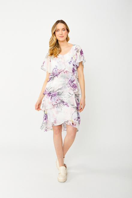 Floral Tiered Cocktail Dress style 9171897. Ivory. 4