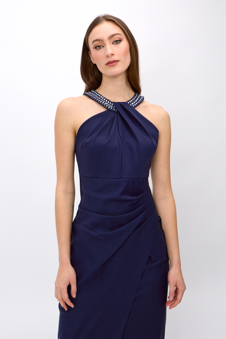 Sheath Dress with Embellished Halter style 8134313. Navy. 4