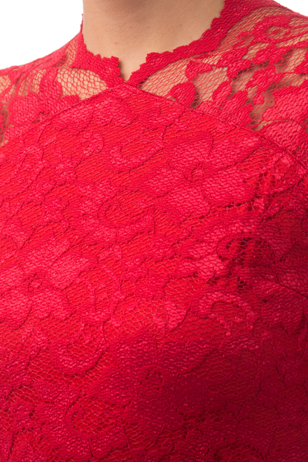 Joseph Ribkoff robe style 163507. Rouge. 3